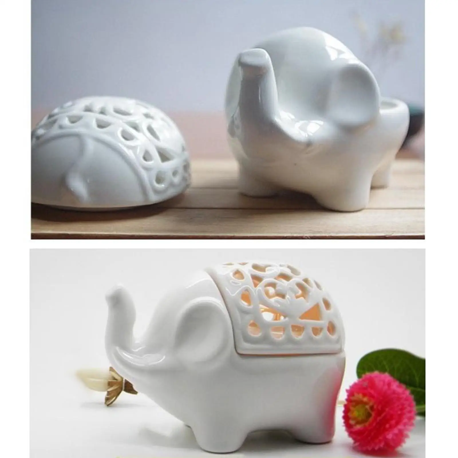 Cute Elephant Shape Candle Holder Ornament Tealight Holder Candlestick for Cafe Bedroom Table Centerpiece Ornament