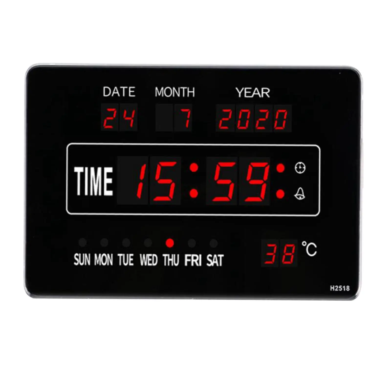  Display LED Digital Display Bedside Clock Easy to Read, Show Indoor Temperature