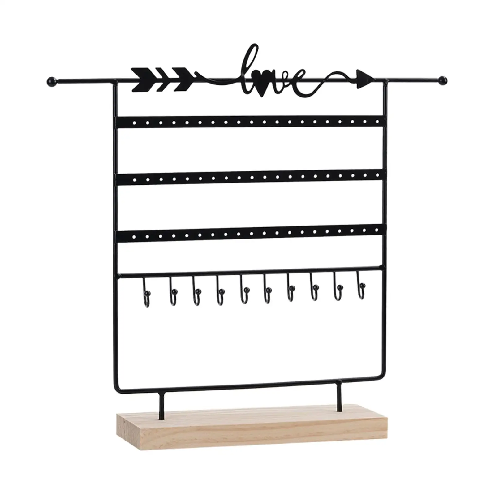 Jewelry Earring Organizer Holder with Wooden Base Decoration for Dresser Bedroom