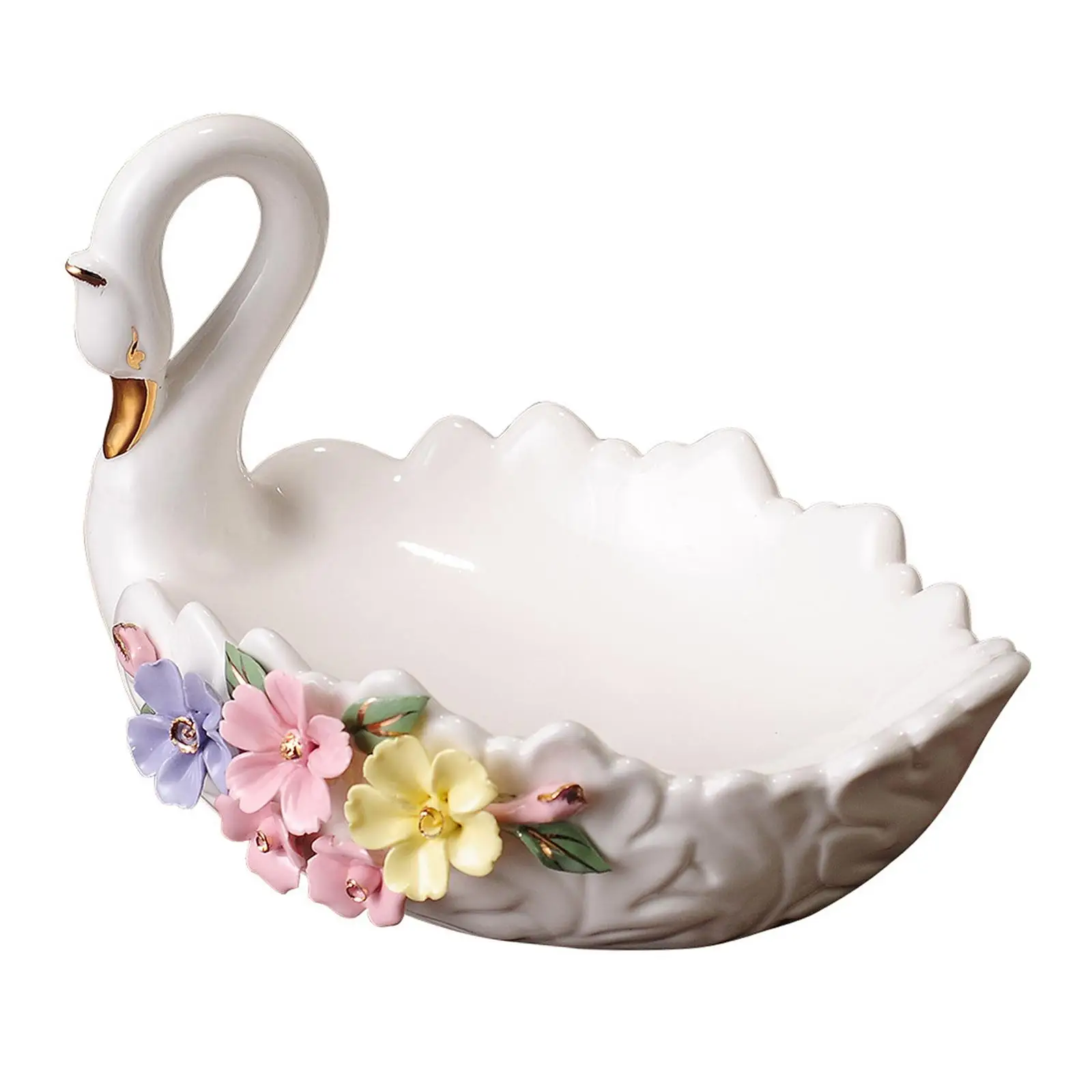 Swan Ceramic Fruit Basket Plate Snacks Modern Creative Stylish Dish Decorative Container Food Serving Tray for Salads Appetizers