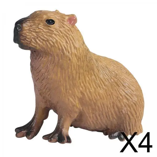 4x Realistic Capybara Figurines Capybara Statue Preschool Educational Toy Animals Figures for Office Tabletop Party Favor
