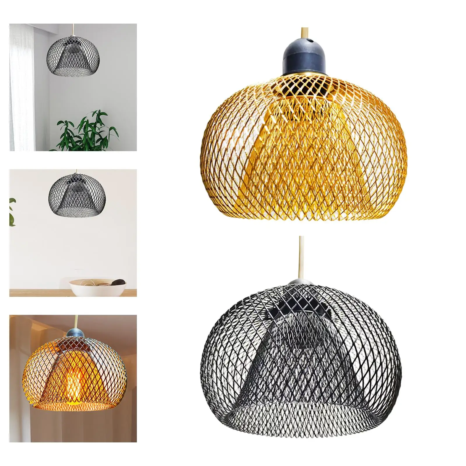Metal Wire Pendant Lamp Shade Hollow Out for Living Room Cafe Kitchen Island