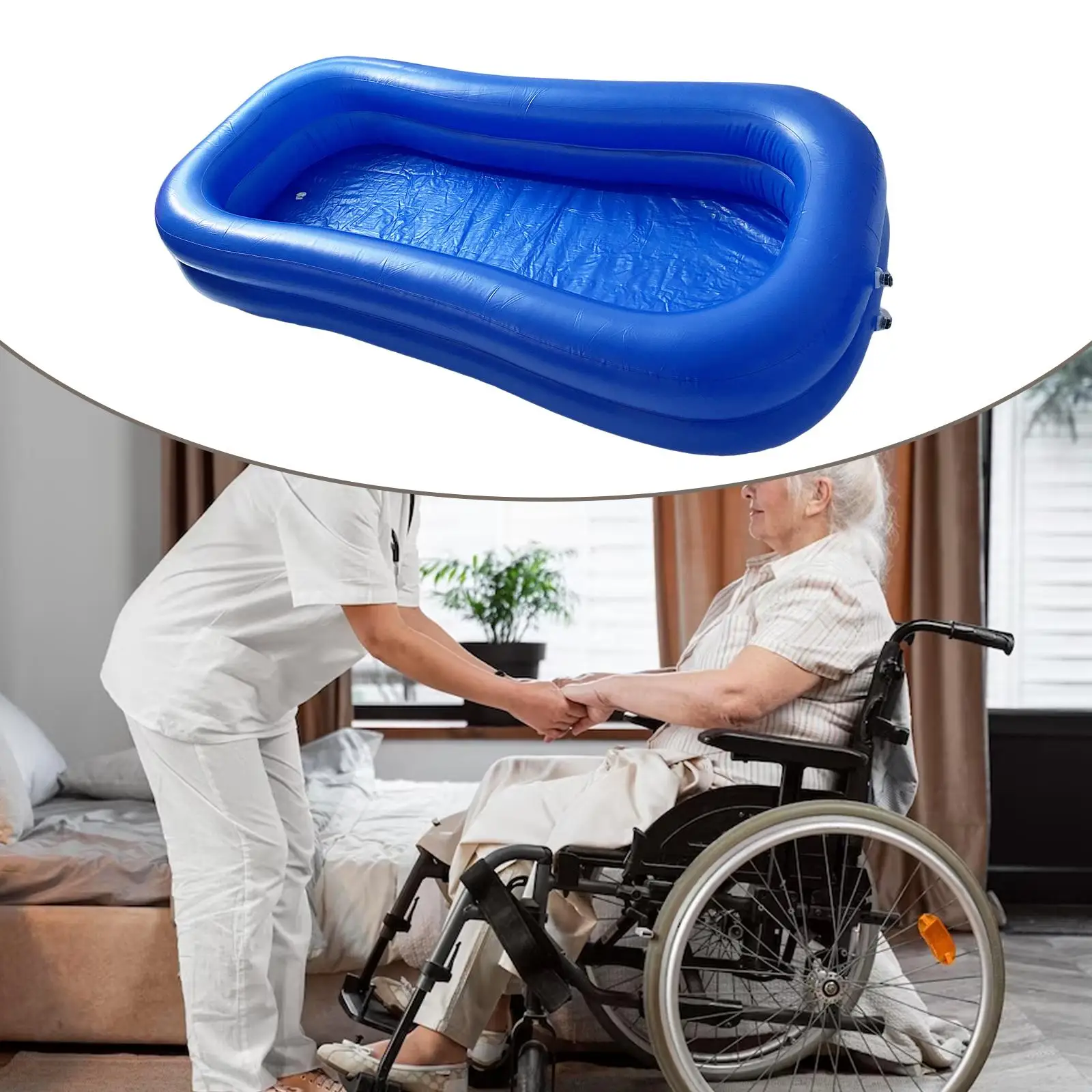 Inflatable Bathtub Portable Foldable Bath in Bed Body Washing Basin System for Disabled Elderly Bedridden Handicapped Adults