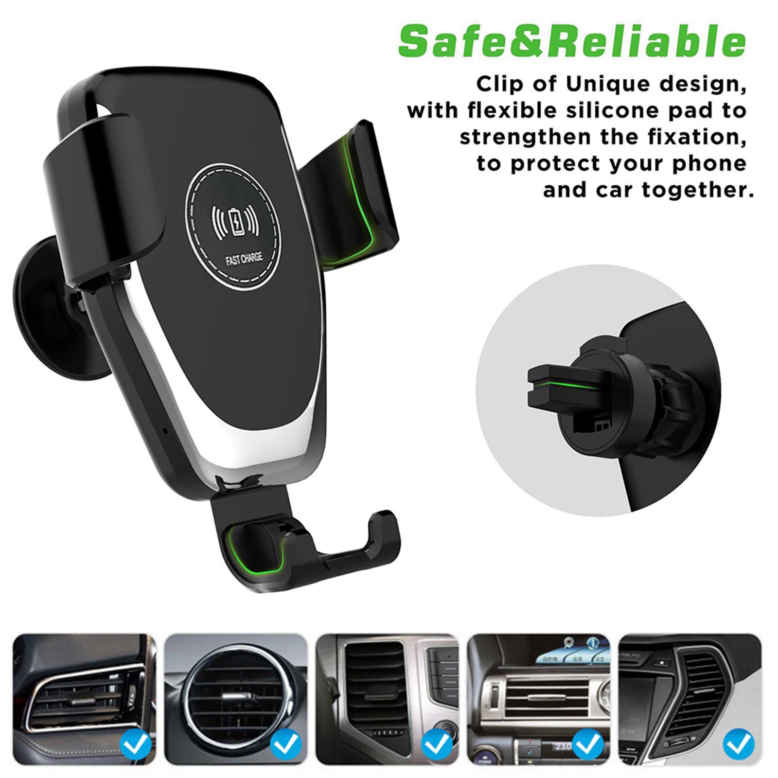  Car Charger, 10W Qi Fast Charging Car Vent Phone Holder, 360° Rotation Auto Charging  