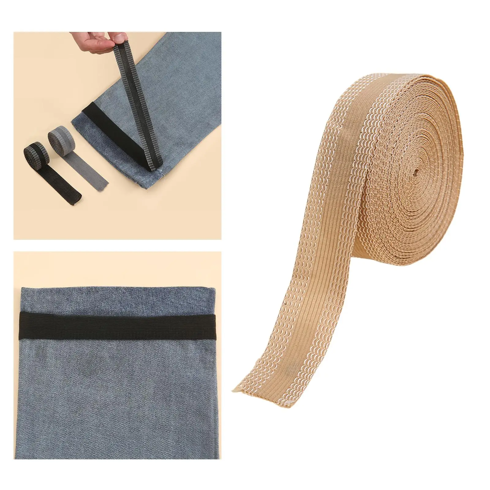 5M Pants Edge Shorten Hem Tape Self Adhesive Sewing Iron On Foot Presser Hemming Tape for Suit Pants Jeans Skirts Clothes