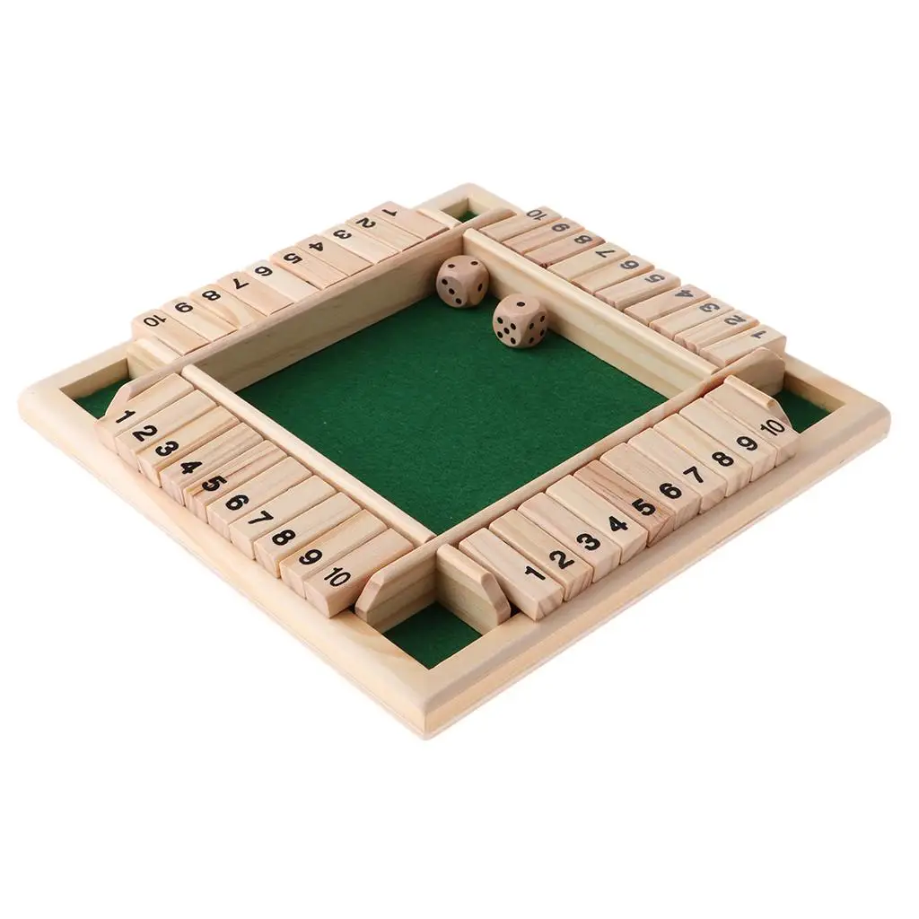 Deluxe 4-Sided 1 to 10 Numbers Shut The Box Dice for Adults Family 4-Players