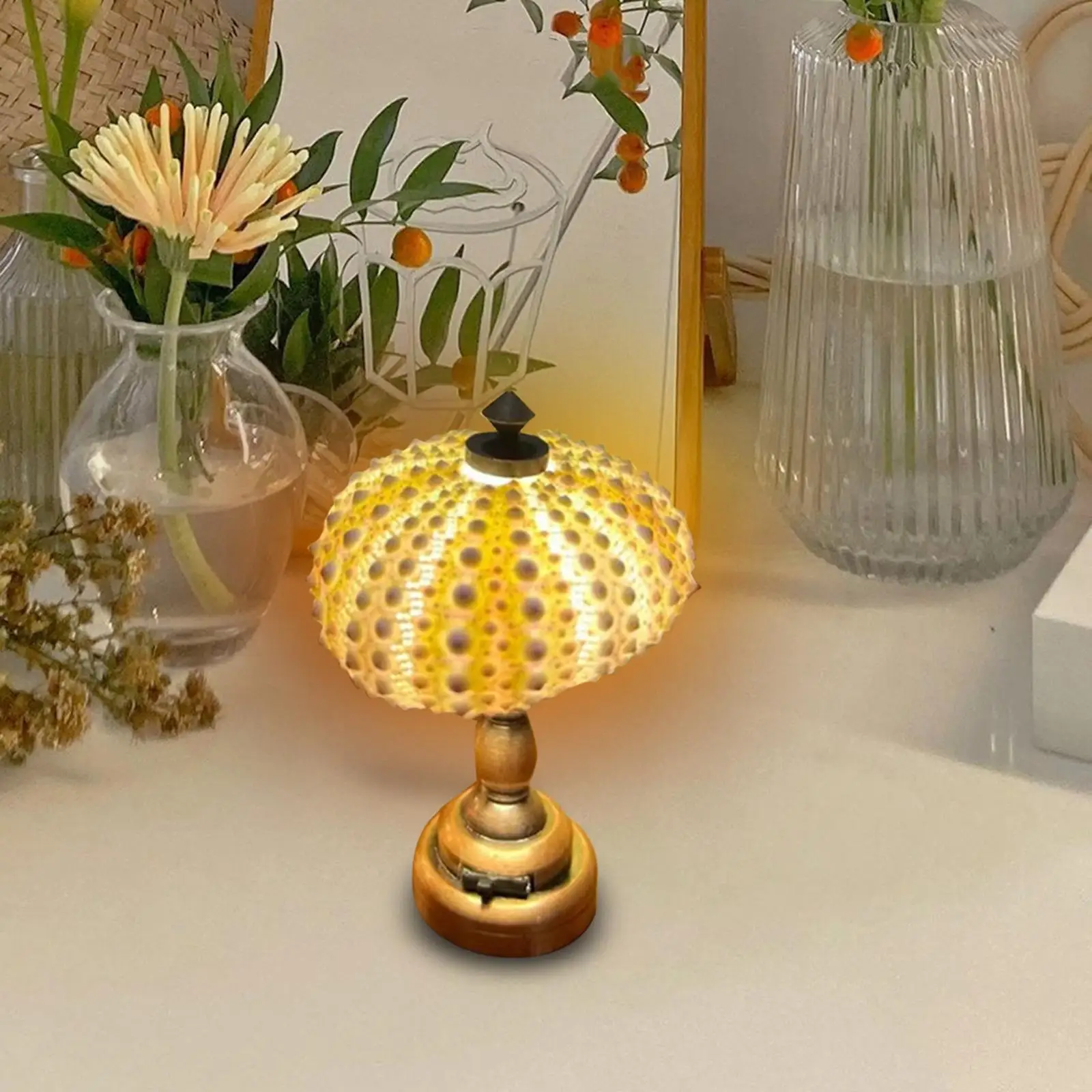 Sea Urchin Small Night Decorative Mini NightStand Lamp for