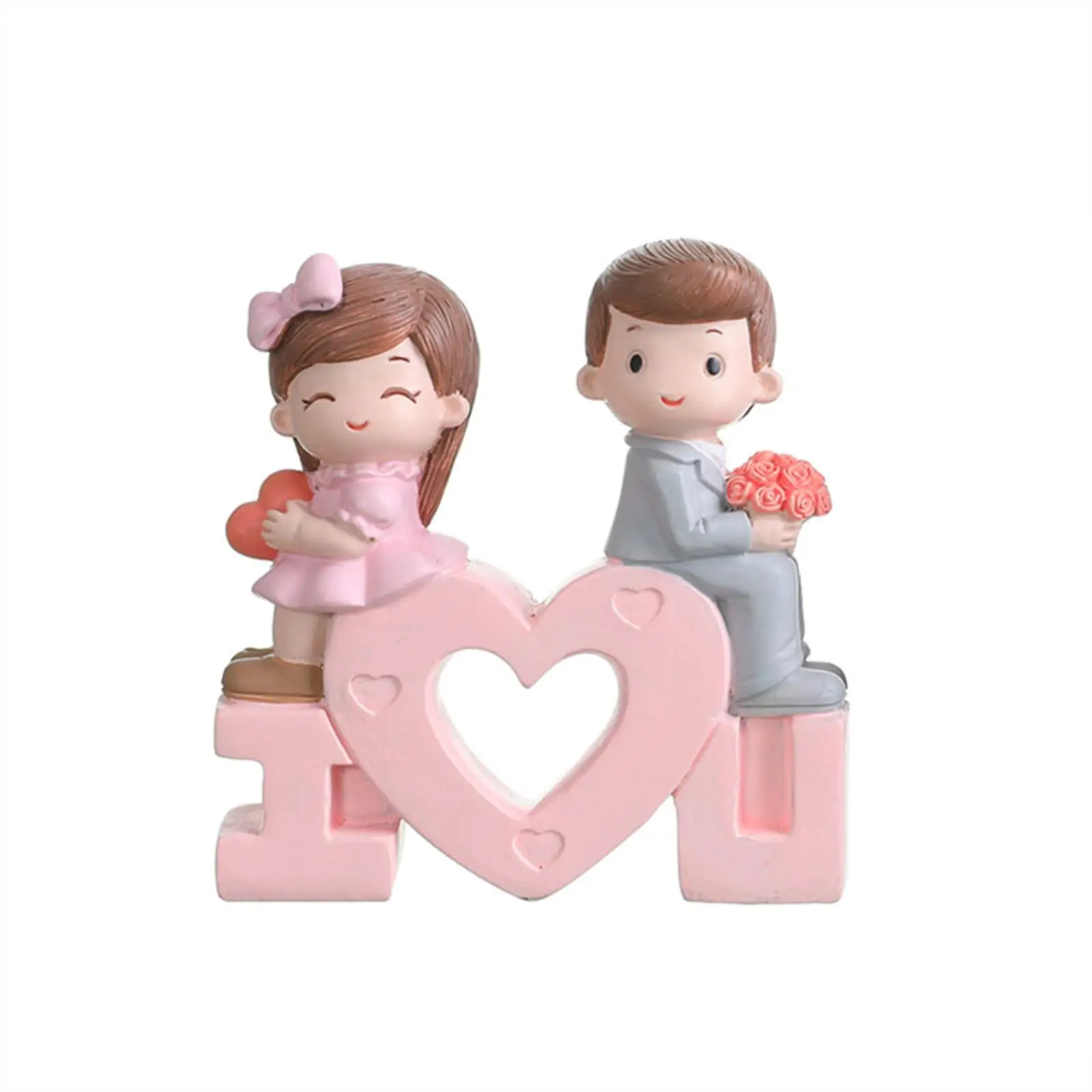 Resin Couple Statue Romantic Ornaments Present Sculpture for Wedding Valentine`S Day Shop Window Themed Party Living Room