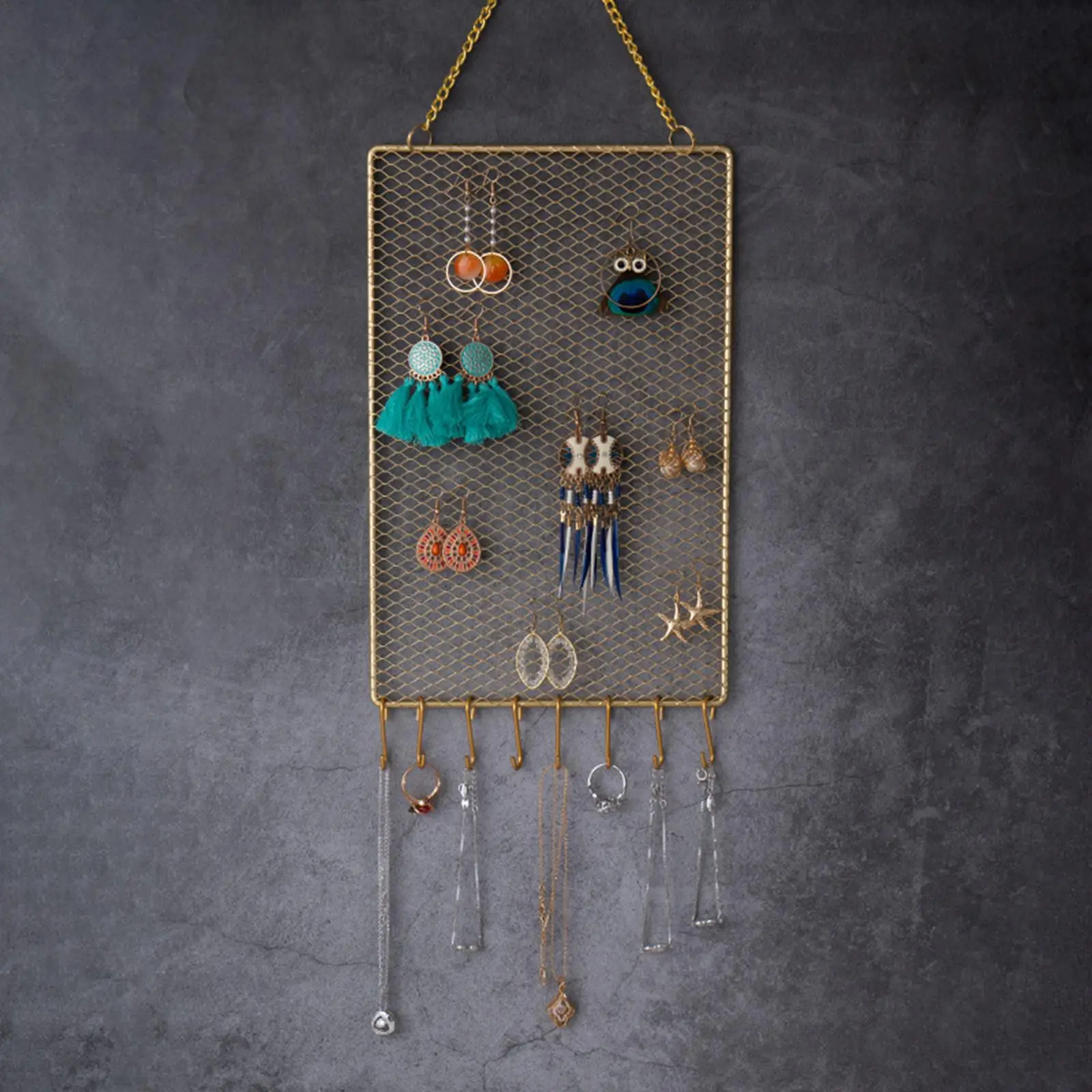 Holder Grid Rectangle EarBracelets Storage Hanger Display rack  Mounted Jewelry Organizer for Bedroom Living Room