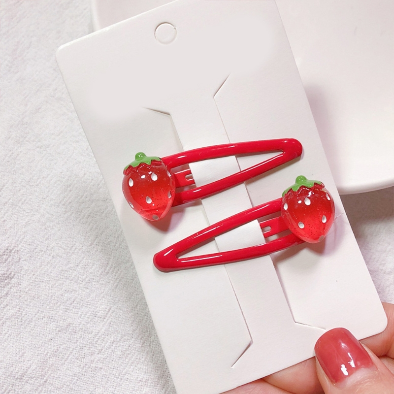 2023 neue Erdbeere Haar Clip Cartoon-Muster Haar Klemme Obst Harz Seite Clip Süße Haarspange Grip Geschenk für Kinder – Detail 3