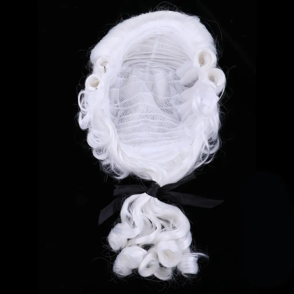 Men's Colonial Wig White Baroque Wig Hair for Party Cosplay Costume