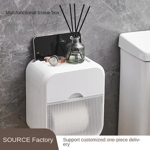 Wall-Mounted Toilet Tissue Dispenser with Wave Pattern, Light Luxury, No Punching Required