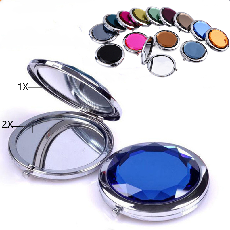 Best of Luxury Crystal Makeup Mirror Handheld Round Double-Sided Folded Magnifying Vanity Compact Cosmetic Hand Mirrors Pocket Travel Reviews & Tips