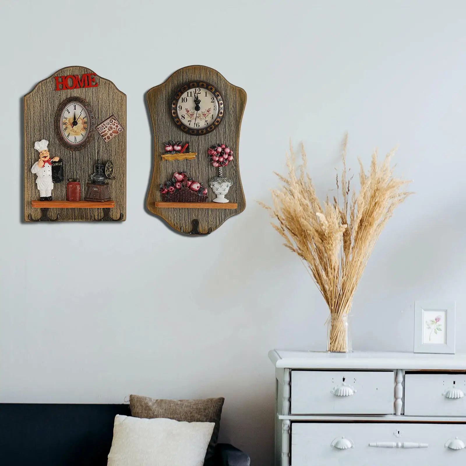 Rustic Wall Clock Creative Hanging Collectable Ornament Clocks for Hotel Dorm Decor Gift