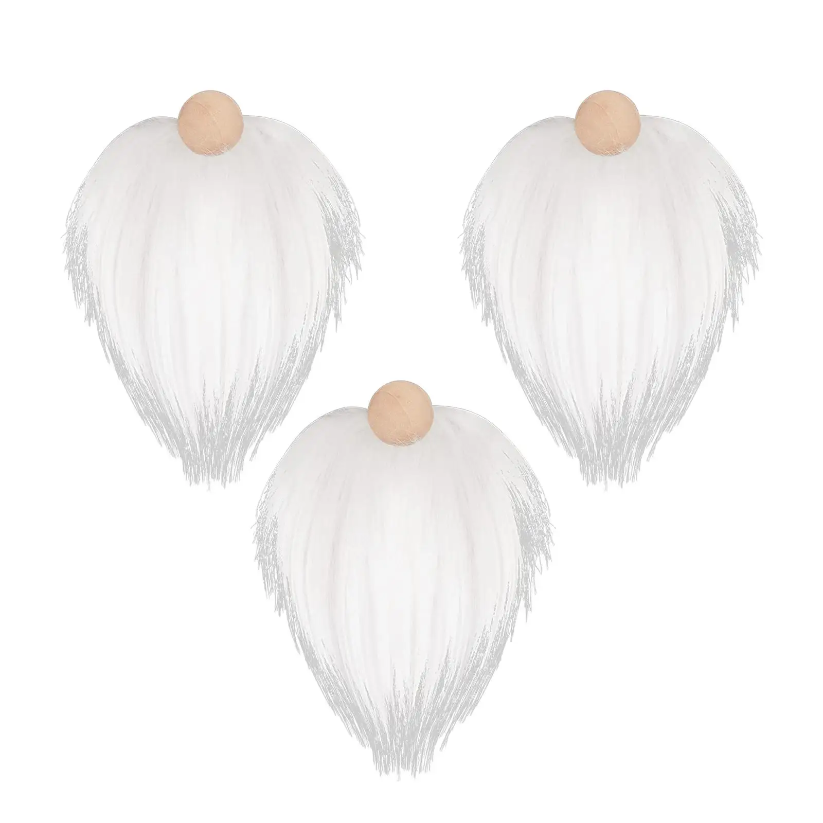 3x Gnome Beards Unfinished Wooden Balls Christmas Party Decoration