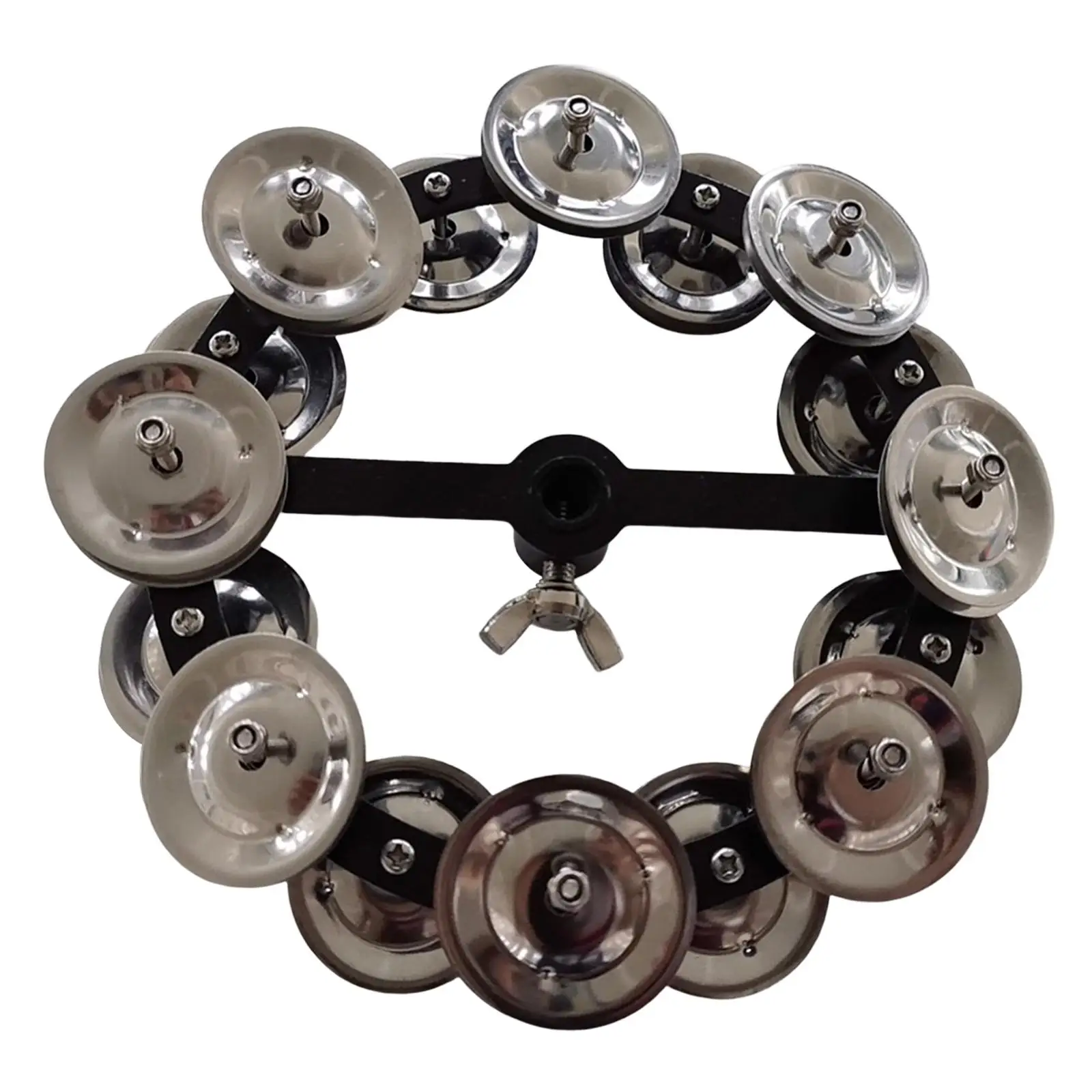 Musical Hi Hat Tambourine Hand Held Percussion with Double Row for Concert Party