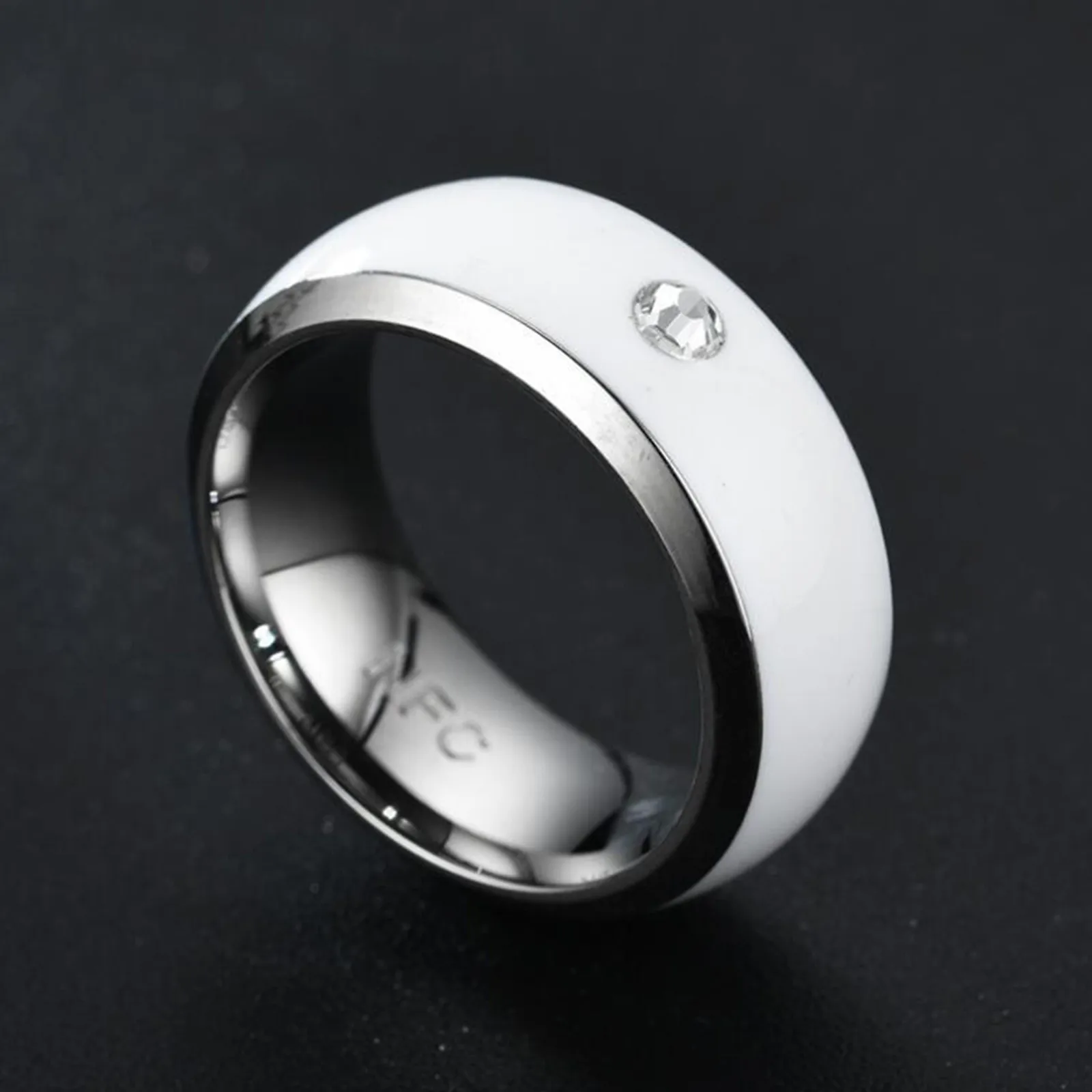 NFC Mobile Phone Smart Ring Stainless Steel Ring Wireless Radio Frequency Communication Water Resistance Jewelry for Women Men 6, Black Smart Ring 