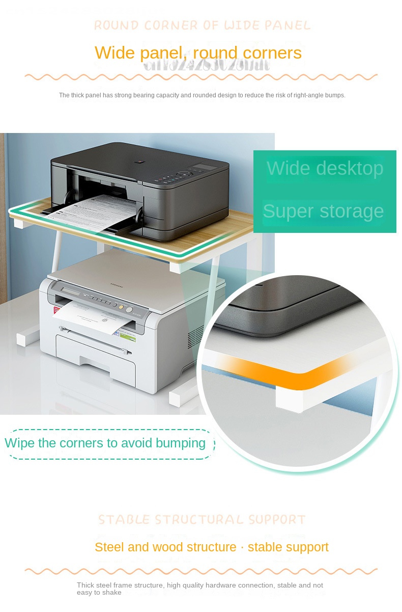 cremalheira de impressora de armazenamento de mesa de escritório rack de armazenamento de dupla camada prateleira de copiadora de grande capacidade de carga