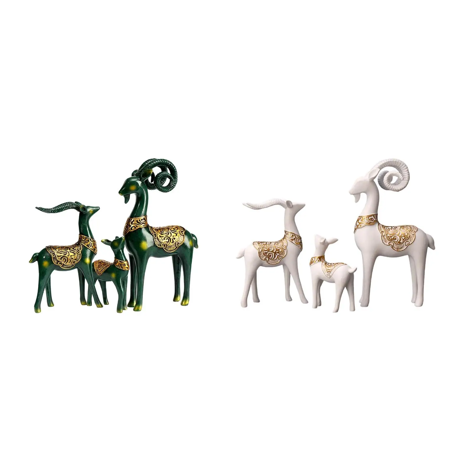 3Pcs Antelope Sculptures Standing Statue Animal Desktop Ornament for Cabinet