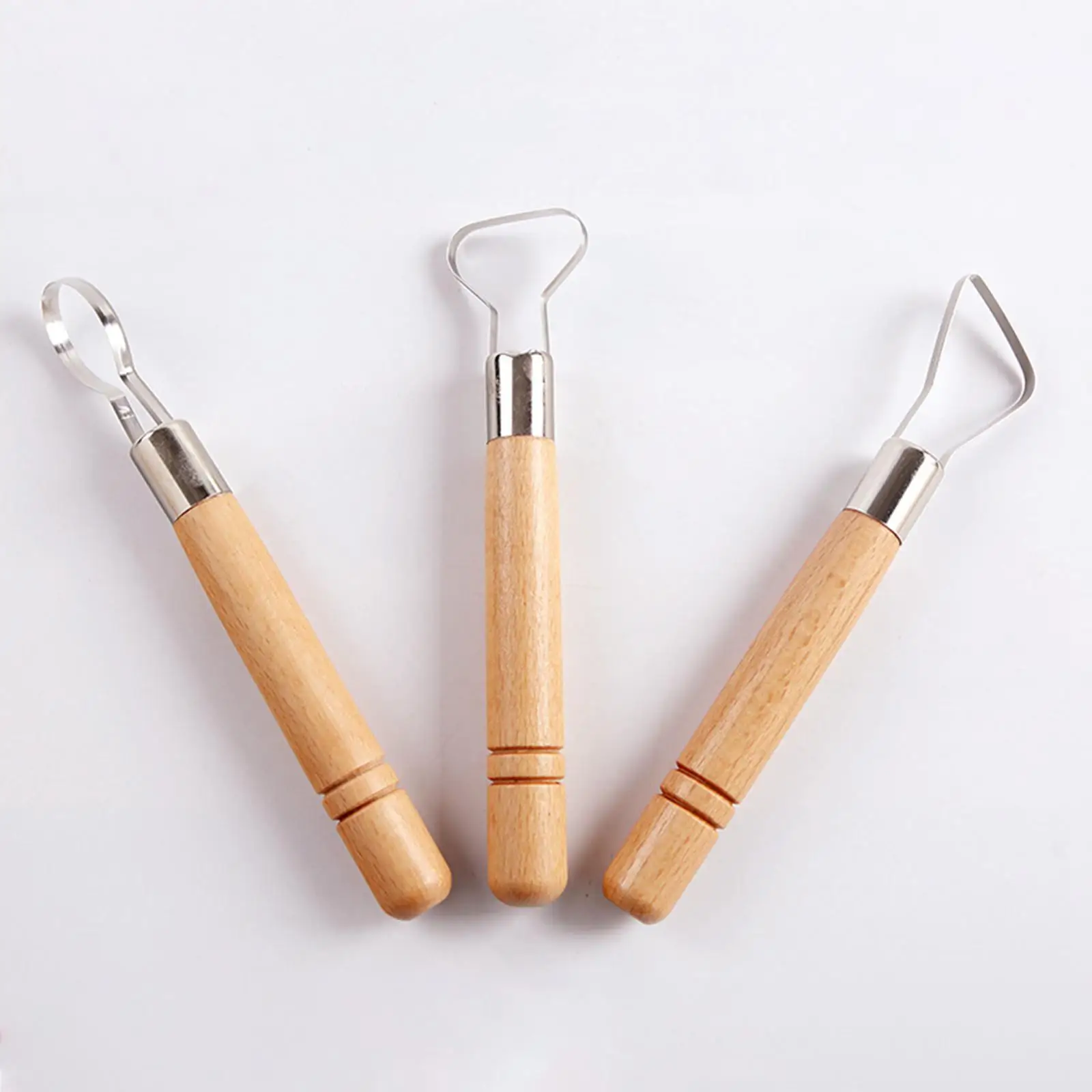 3x Clay Pottery  Carving Scraper  Ceramic Trimming Loop Shaping Texture Tools for Beginners