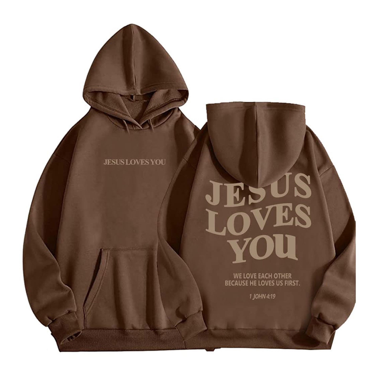 Title 9, Jesus Loves You Felpa con cappuccio grafica ove...