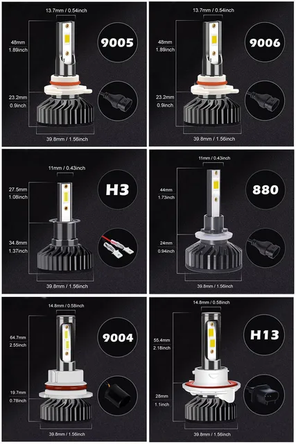 Infitary-bombilla LED para faro delantero de coche, luz CANBUS para  vehículo, H4, H7, 30000LM, CSP3570, H1, H3, H11, H13, H27, 880, 9005, HB3,  9006, HB4, 9007