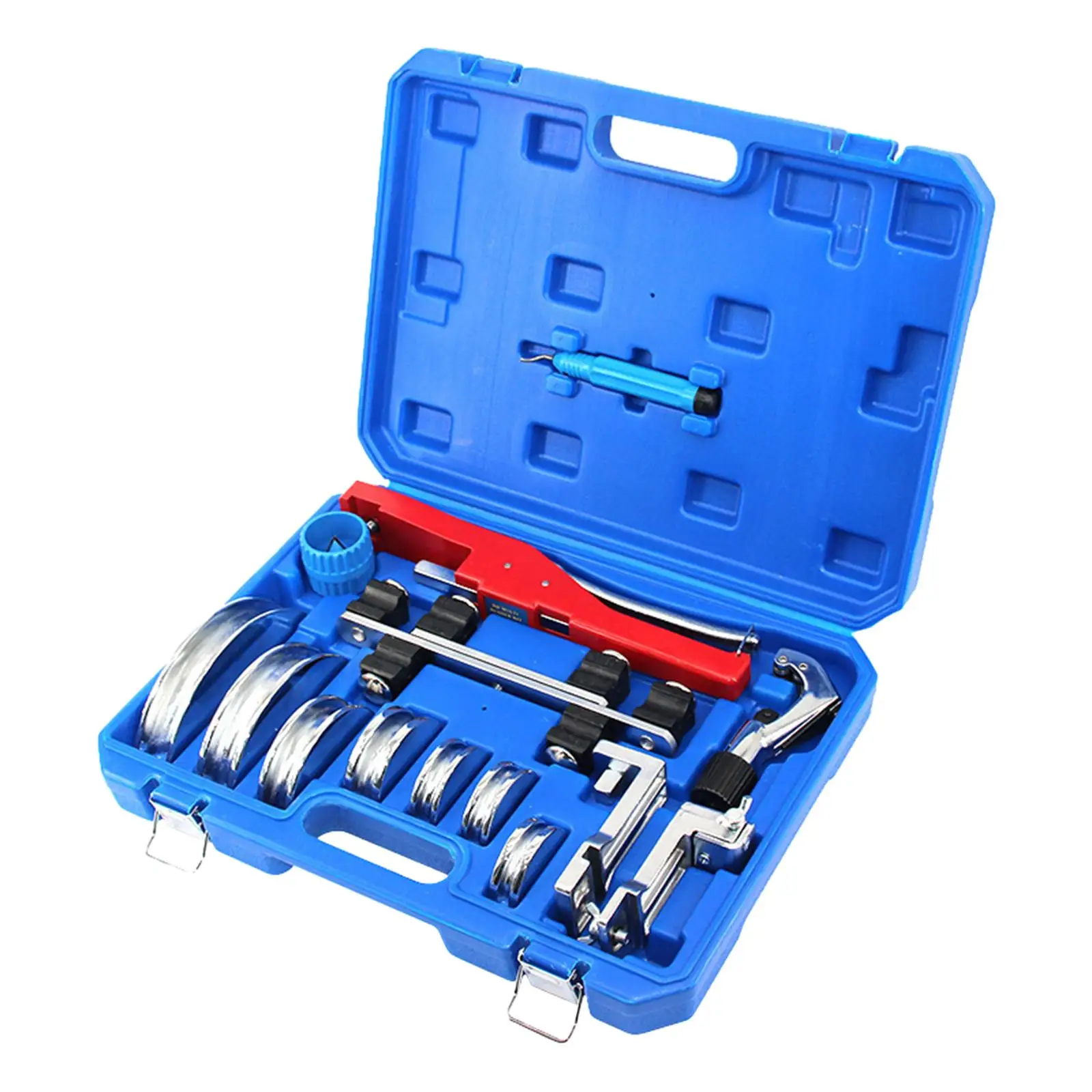 Copper Aluminum Tube Bender Ratcheting Pipe Tubing Bender Bender 7 Heads 6-22mm Blue Carrying Box for Refrigeration System