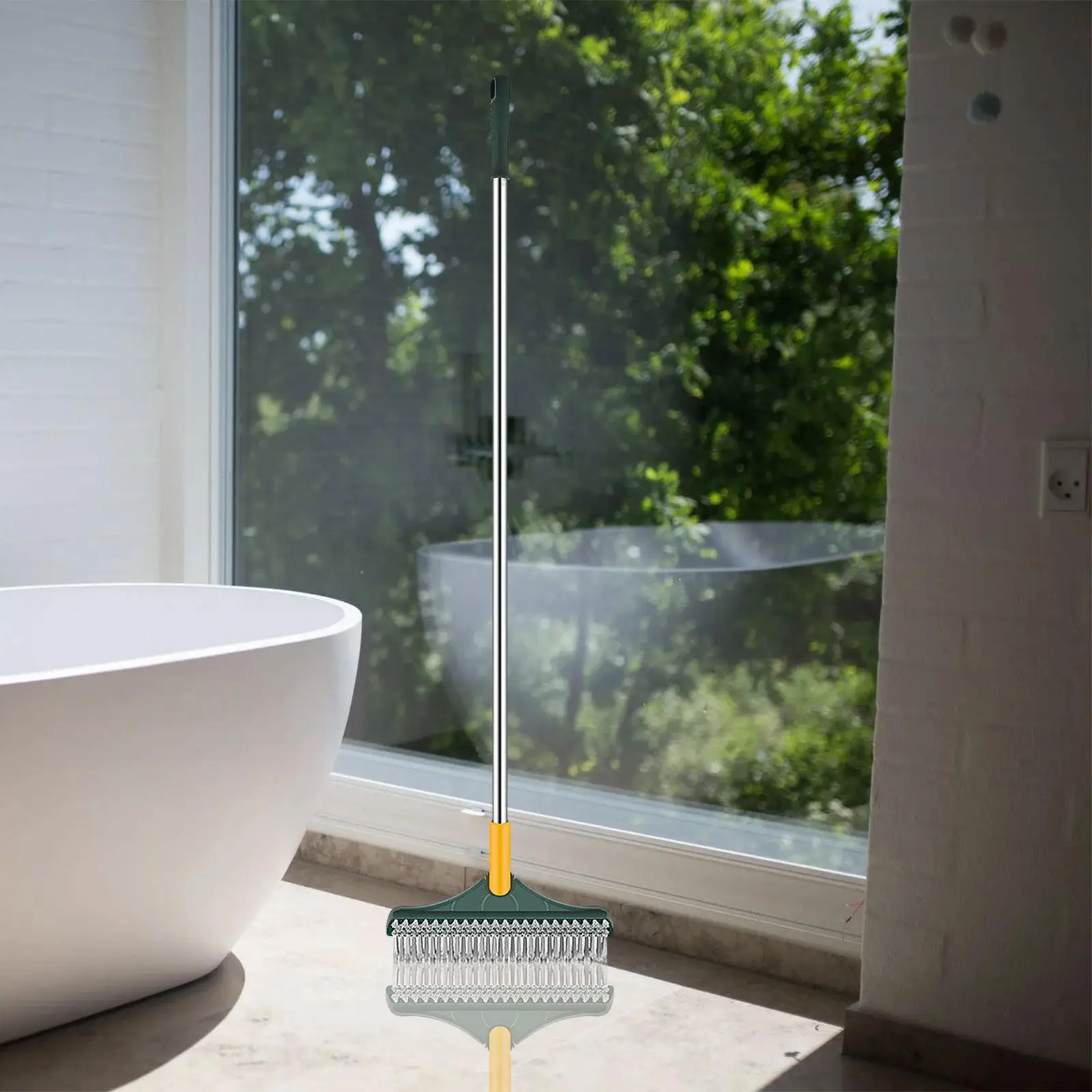 Floor Scrub Brush Floor Scrubber Brush Cleaning Scrub Brush with Squeegee Shower Scrubber for Glass Floor Grout Kitchen Pool