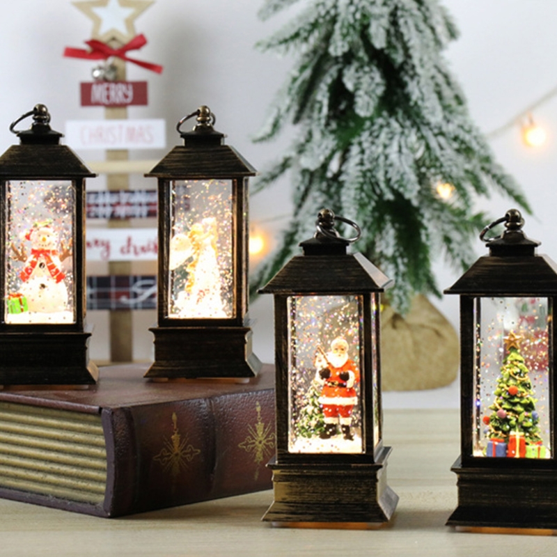 Description Picture 6 of itemChristmas Snow Globe Lantern Battery Operated LED Light Water Glittering Santa Snowman Hanging Night Lamp Holiday Home Ornament