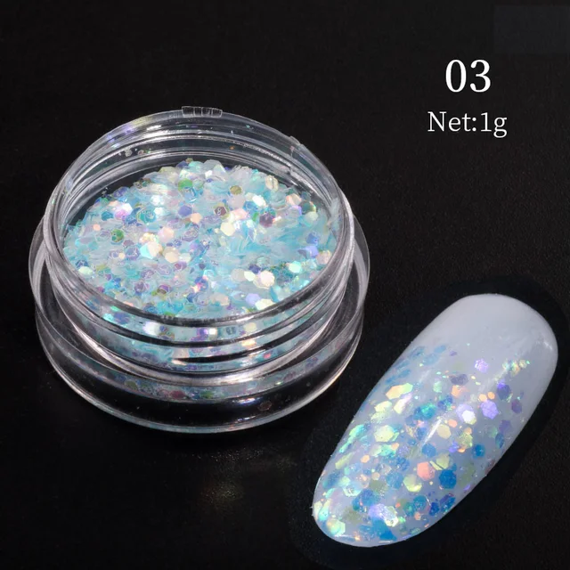 Super Shinning Nail Art Sequins Iridescent Mixed Hexagon Colourful 3D Nail  Flakes for Nail Art Decorations-B04 : : Beauty