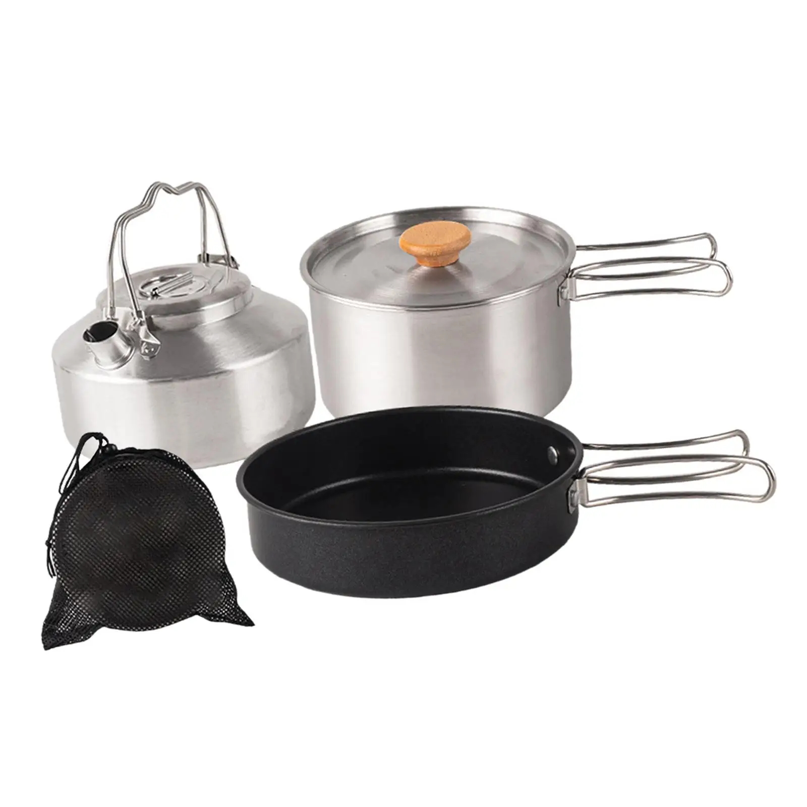 Camping Cookware Set, Outdoor Cook Gear with Storage Bag Stainless Steel Camping