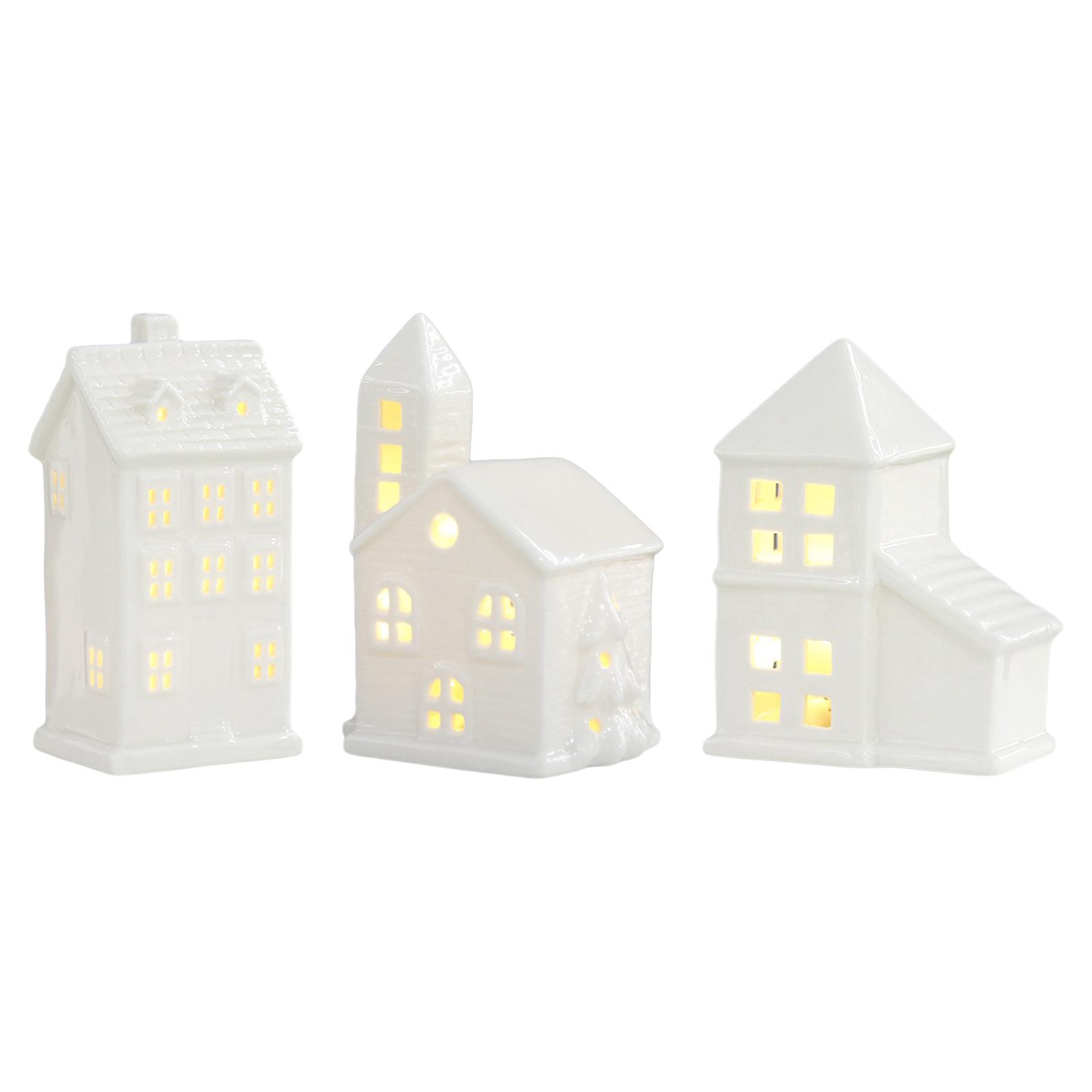 Description Picture 2 of itemLighted LED Christmas Village House Decoration Ceramic Building Figurine Statue for Shelf Table Centerpiece Desk Bedroom Party