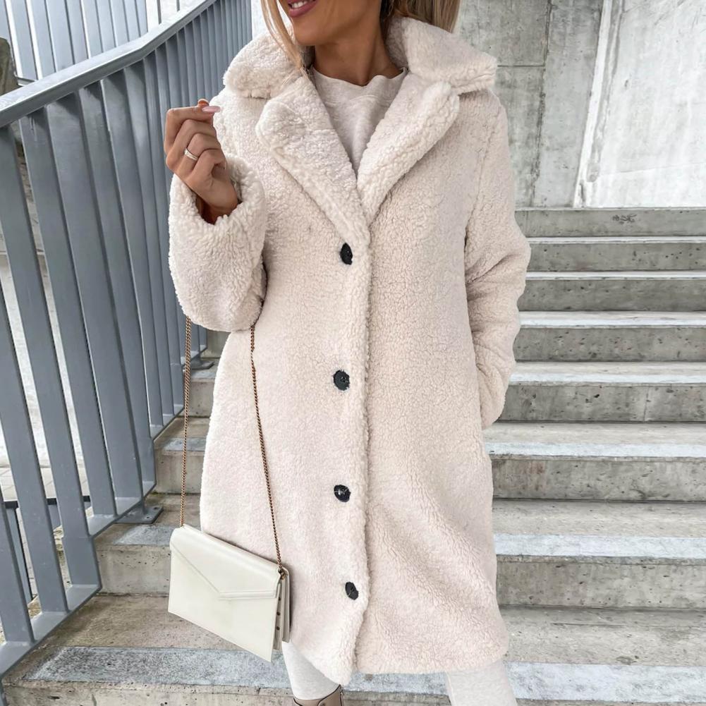 outono inverno feminino trench coat de pelúcia engrossar casaco de lã flanela longa jaqueta outwear