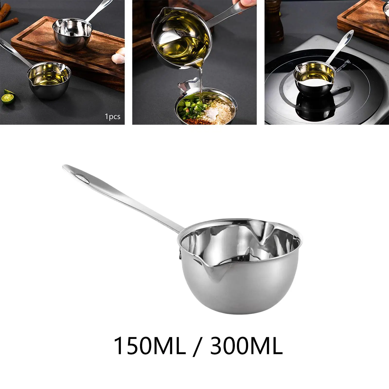 Non Stick Sauce Pan Sauce Cups Seasoning Bowls with Handle Mini Soup Pot Small Cookware Oil Melting Spoon for Vinegar Ketchup