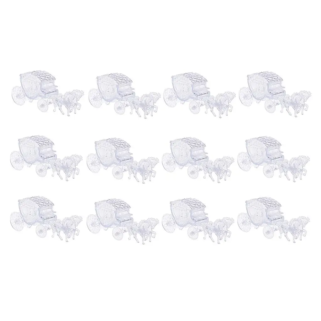 12Pcs Creative Clear Carriage Shape Candy Favor Box, Wedding Party Christmas Party 
