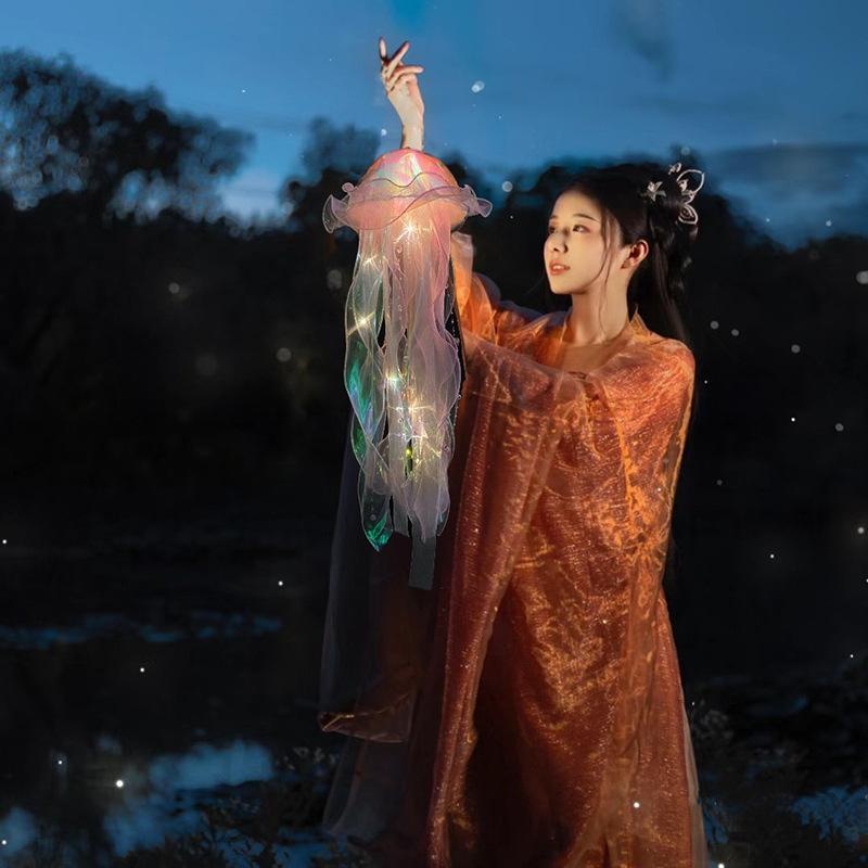 Description Picture 4 of item1pc New Jellyfish Light Portable Lantern Girl Room Atmosphere Decorative Light Bedroom Night Light Party Home Decoration