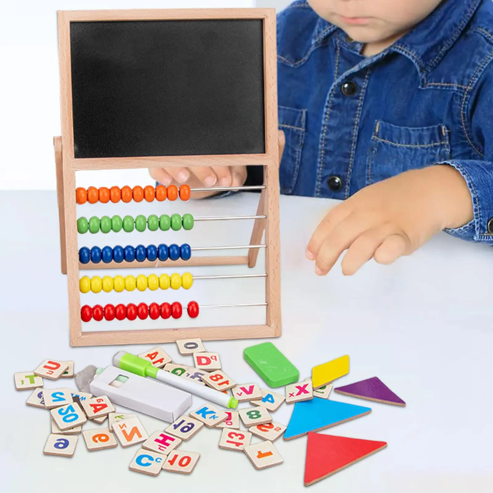 Math Learning Toys Brushes Chalk Drawing Board Abacus Abacus Calculation Stand for Learning Preschool Early Childhood Education