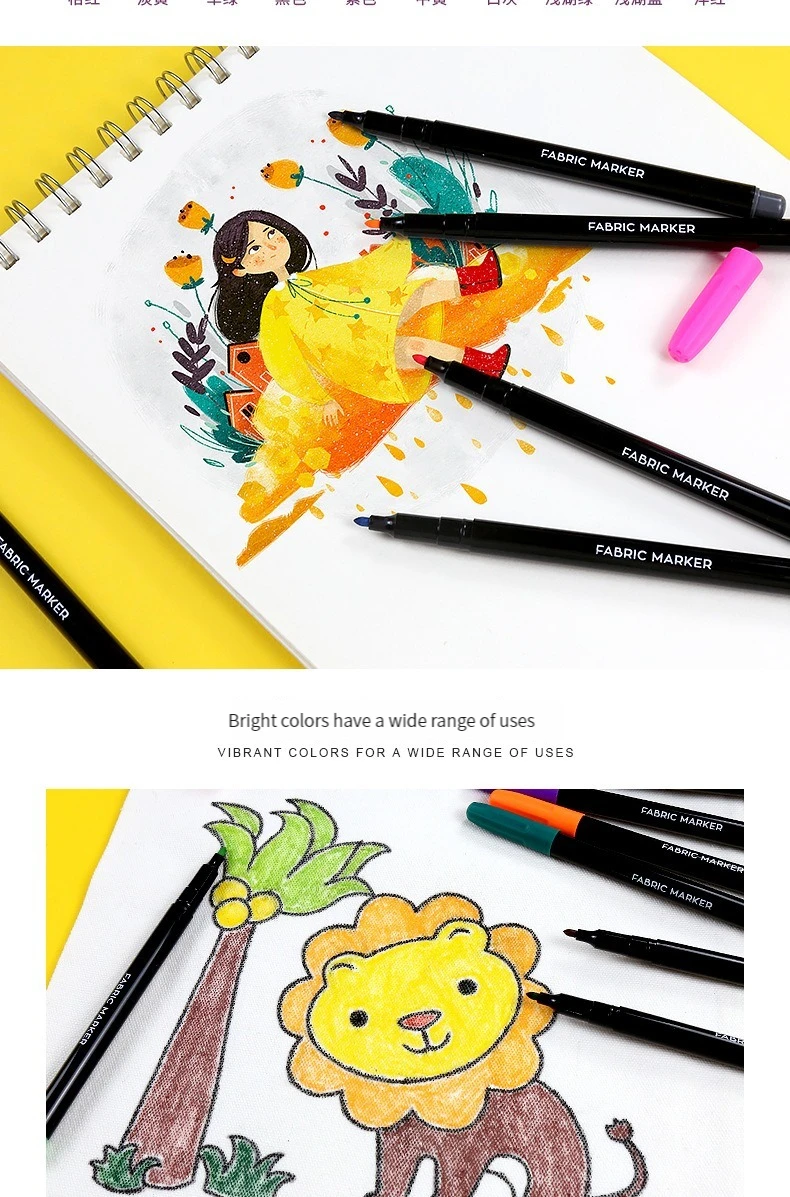 12 Farben/Set, wasserdicht, farbecht, Stoff, Textilmarkierungsstift, Permanentstift für DIY-Kleidung, Kunst, Graffiti, Zeichnung, Malstift – Detail 3