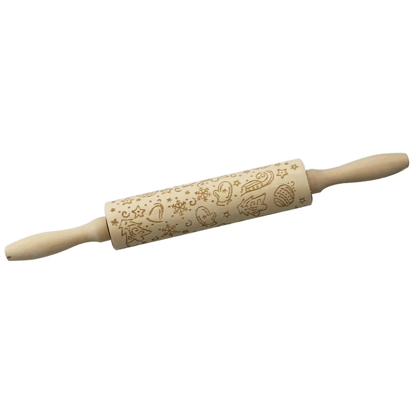 Embossed Rolling Pin Xmas Kitchen Tool for Baking to Decorate Pastries Bread