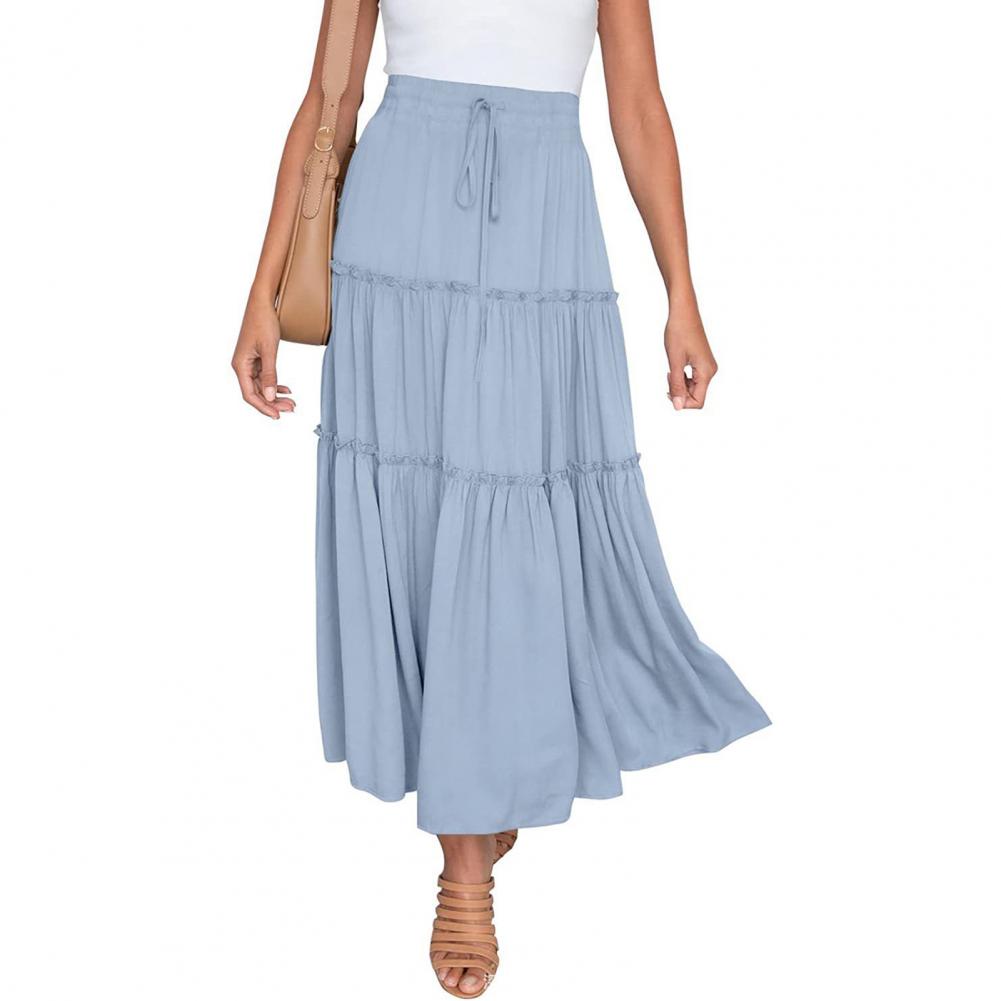 Title 14, Women Chiffon Pleated Skirt Large Hem High Wais...