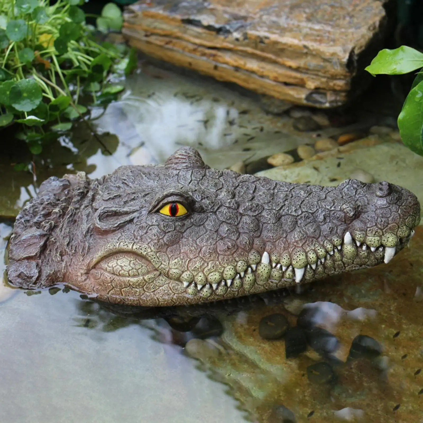 Simulation Floating Crocodile Head Deterrent Ducks Water Decoy Prank Toy Gator Head for Pond Patio Garden Ornament Decoration