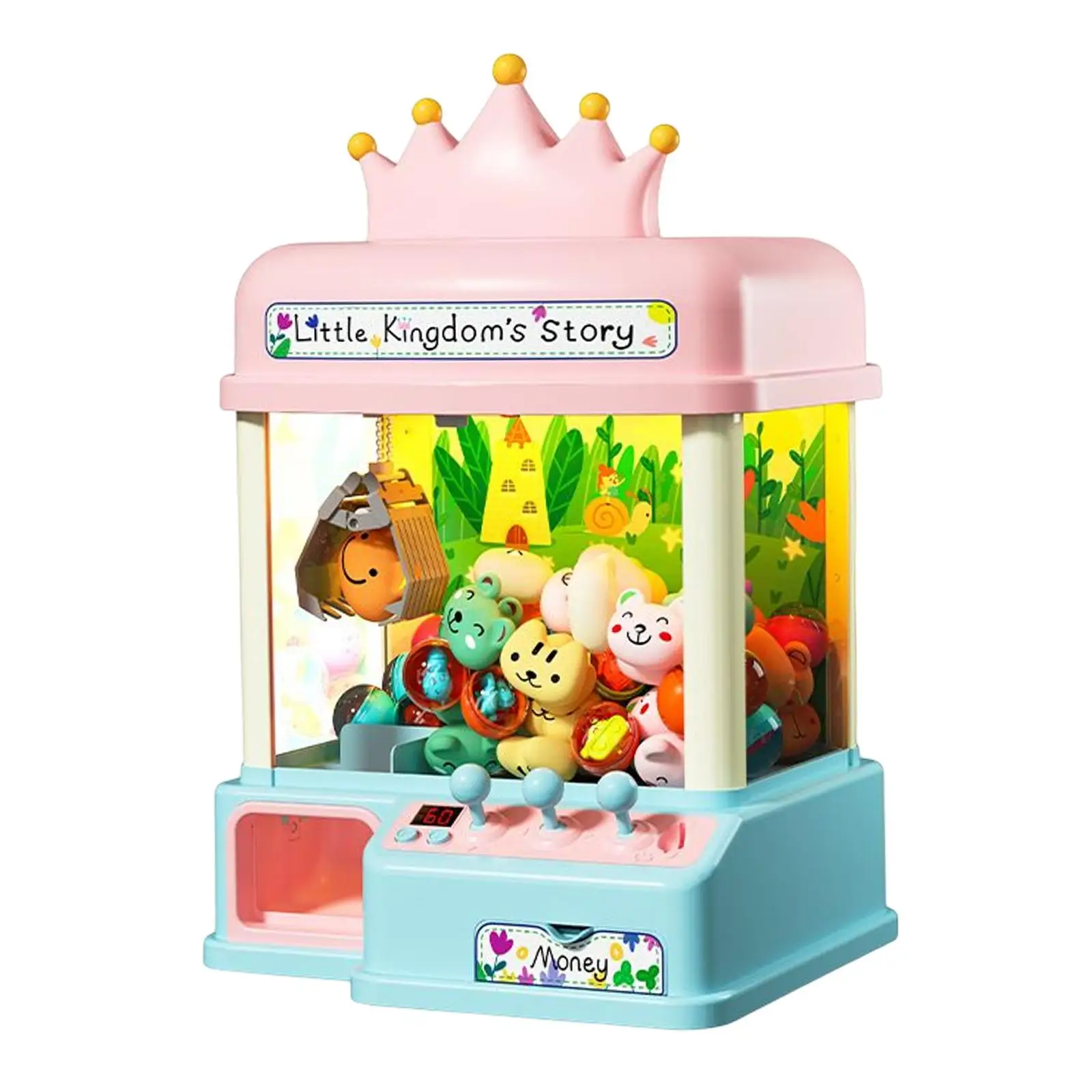 Small Claw Machine Miniature with Lights Sound Birthday Gifts Doll Machine Doll Grabbing Machine for Home Children Boys Girls