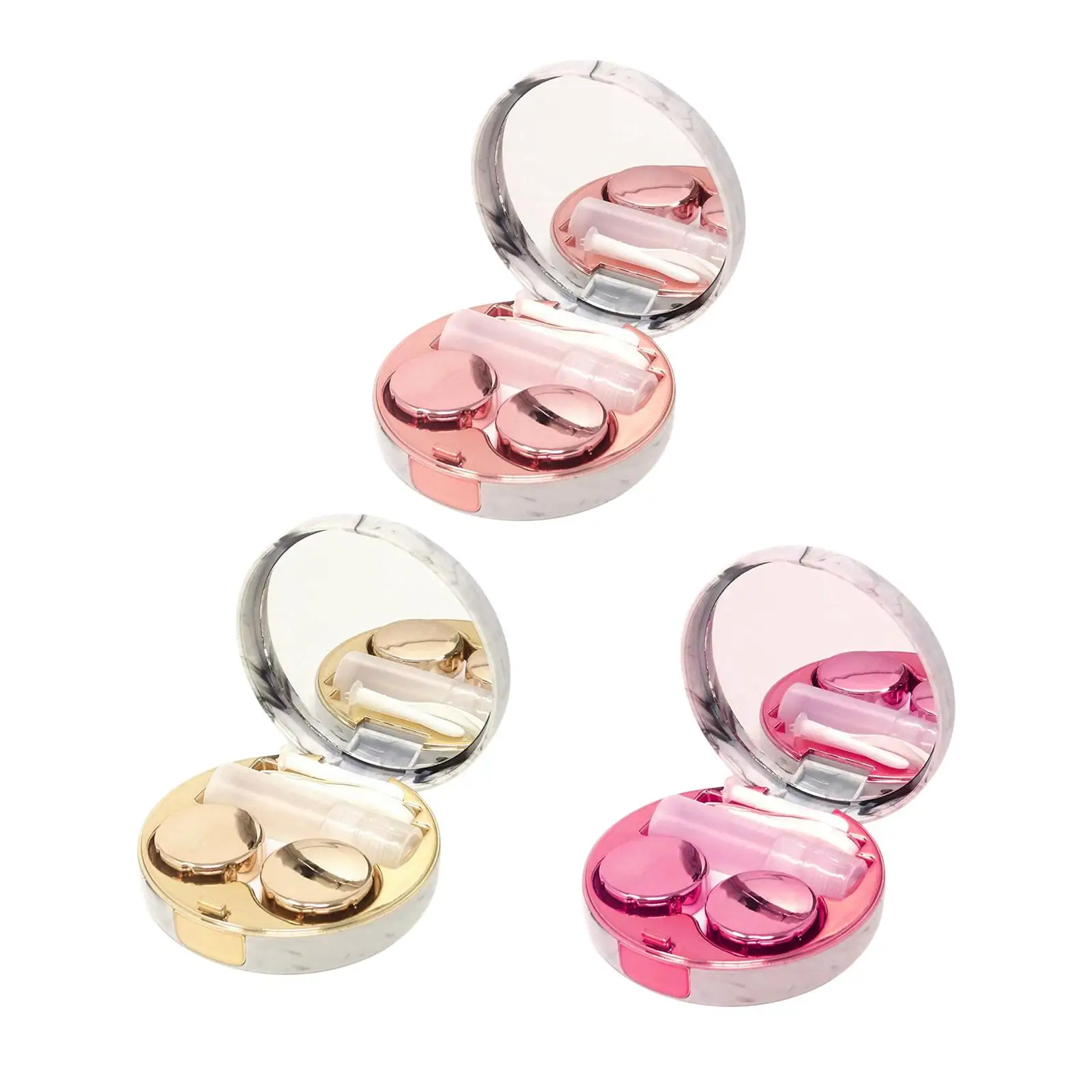 Mini Contact Lens case Lens Care Reusable Durable Holder Soaking Storage Container with Mirror Remover Tool Tweezers Stick