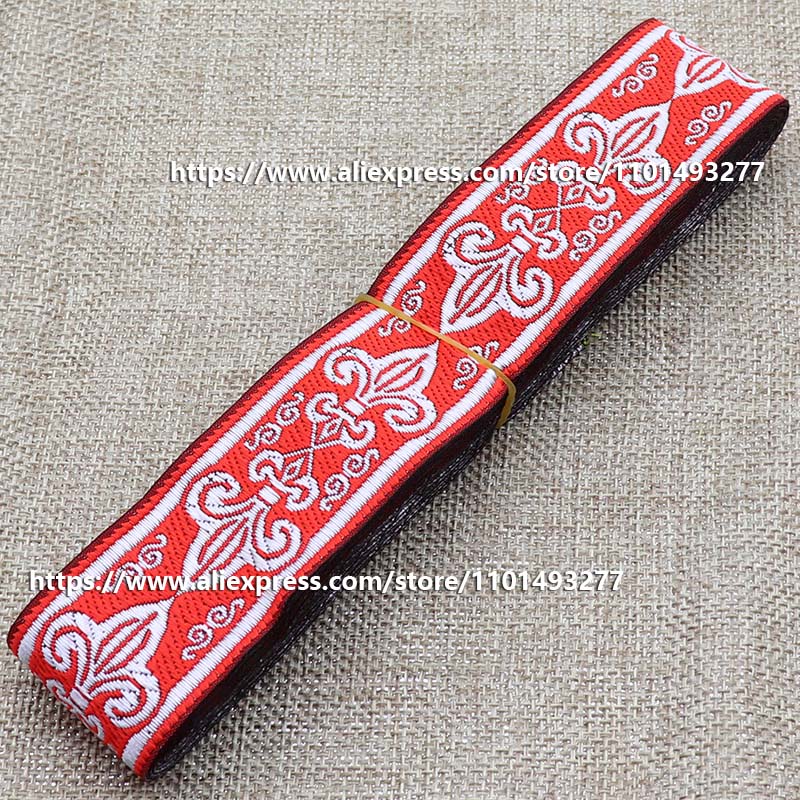 Description Picture 5 of item7 Yards 3.3cm Jacquard Ribbon Geometric Pattern Ethnic Lace Trim Embroidered Woven Webbing Tape For Cloth Bags Sewing Fabric