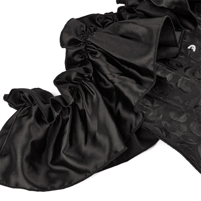 Plus Size Frauen Korsett Satin Jacquard Über brust Korsett Gothic Vintage viktoria nischen sexy Kostüm Shirt Tops Kurzarm – Detail 6