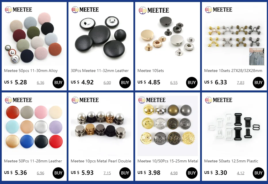 Meetee 50pcs 11-30mm Alloy Cloth Covered Button For Suit Coat Decorative Round Shank Buttons DIY Clothes Sewing Buckle Accessory