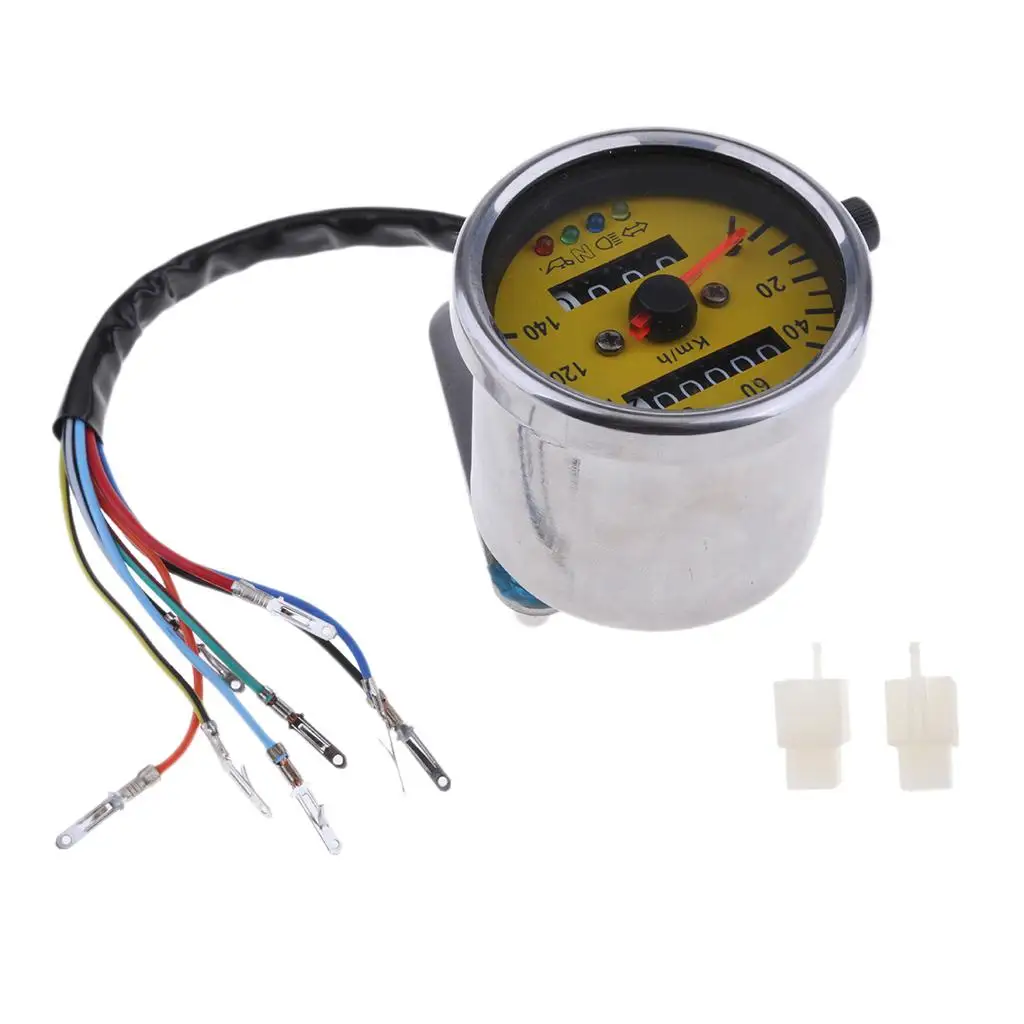 12V Motorcycle Silver Shell LED Speedometer Odometer  with Iindicator