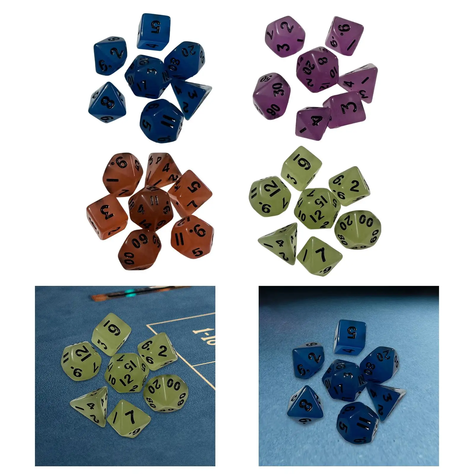 7 Pieces Multi Sided Dices Party Game Dices Entertainment Toys Polyhedral Dices for Board Game Role Playing Games Party Game