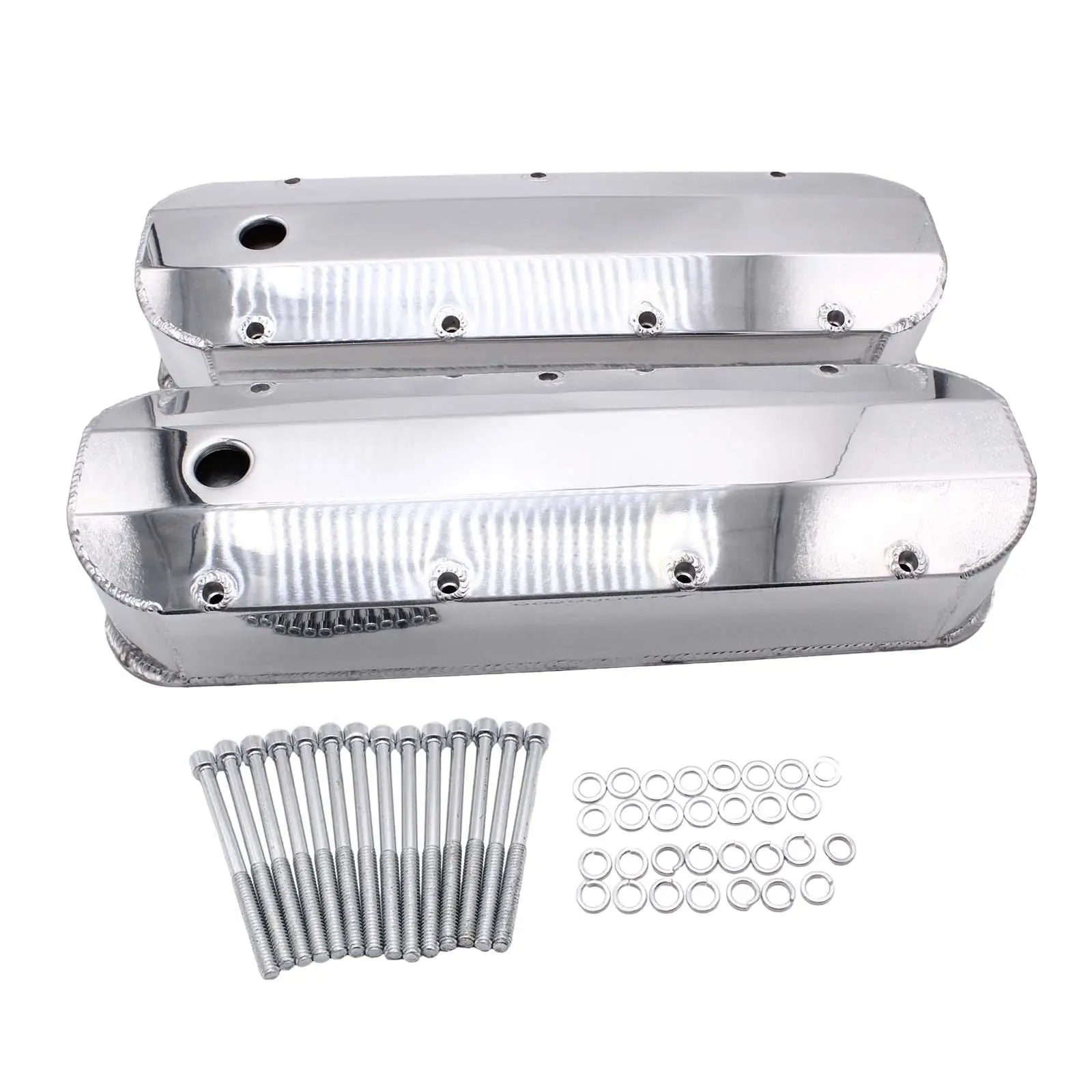 Car Aluminum Valve Covers Polished with Bolts with Holes Welded Baffles for Big