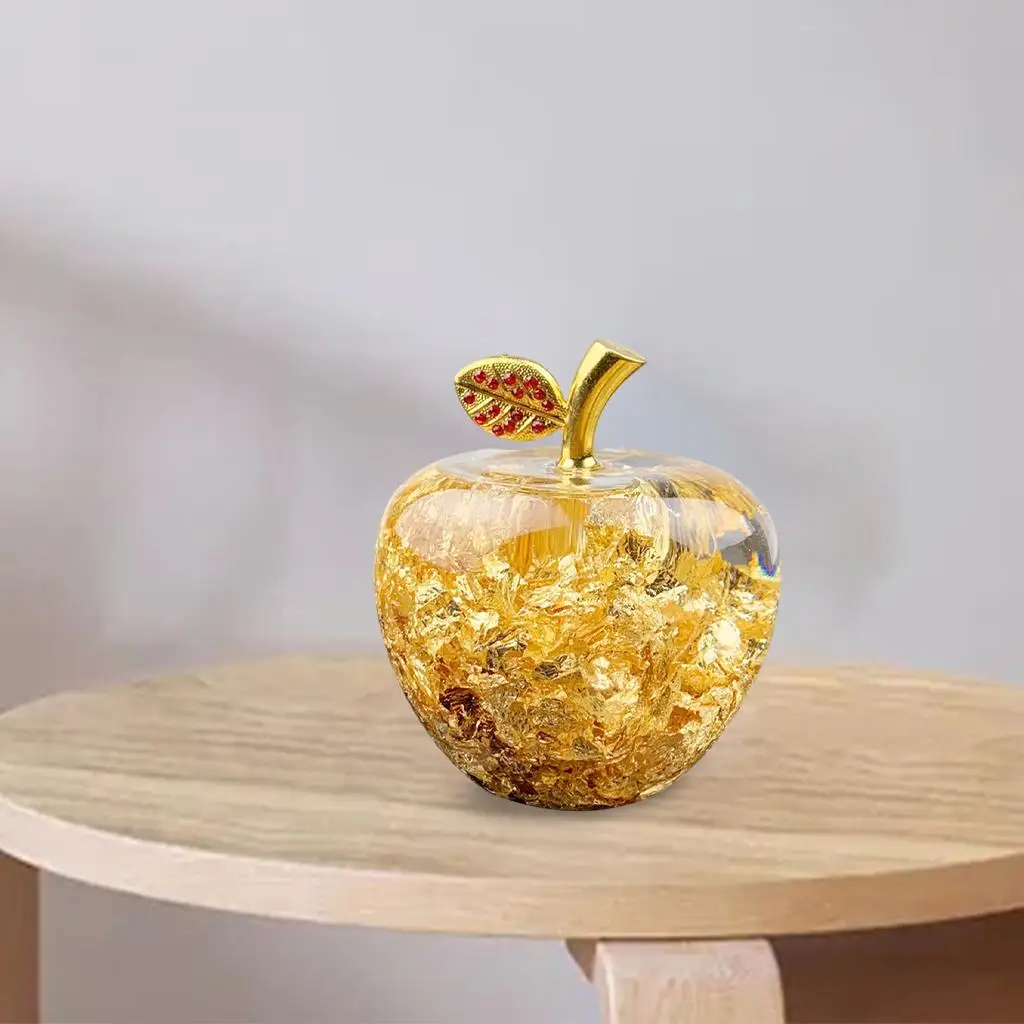 Gold Apple Figurines Statue Sculpture Creative Ornament for Christmas Decoration